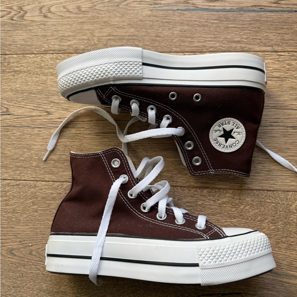 Converse Brown Platform High-Top Sneakers